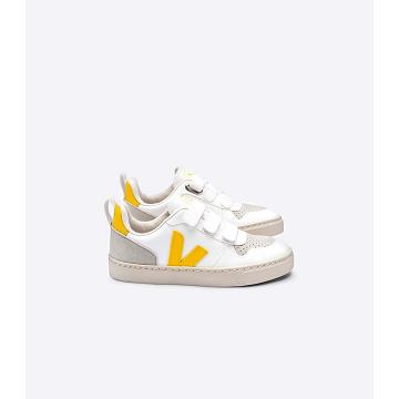 Veja V-10 STRAPS CWL Kids' Sneakers White/Orange | NZ 844QMA